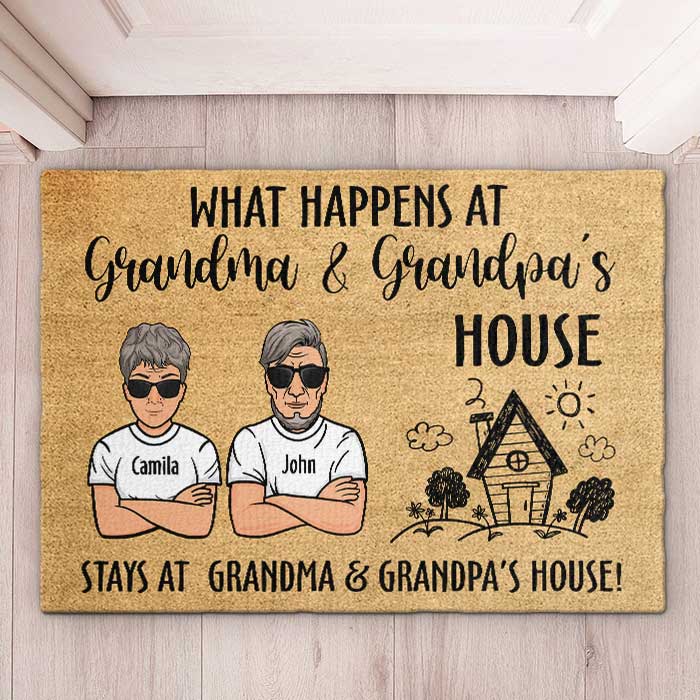 What Happens At Grandma & Grandpa's House - Personalized Decorative Mat