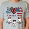 Peace Love Cats - Gift For 4th Of July, Personalized Unisex T-Shirt