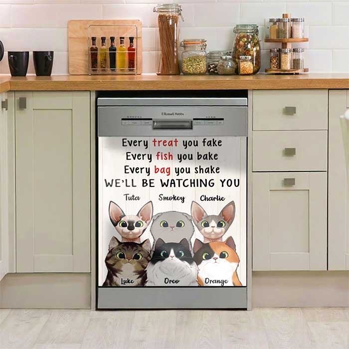We'll Be Watching You Cats In The Kitchen - Personalized Dishwasher Cover