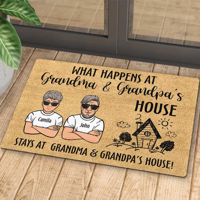 What Happens At Grandma & Grandpa's House - Personalized Decorative Mat