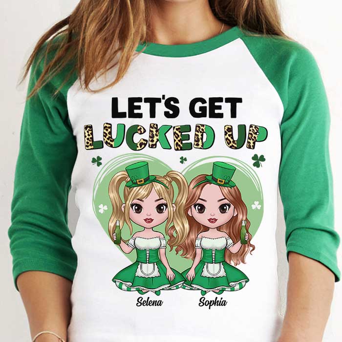 Let's Get Lucked Up - Gift For Besties, Personalized St. Patrick's Day Unisex Raglan Shirt