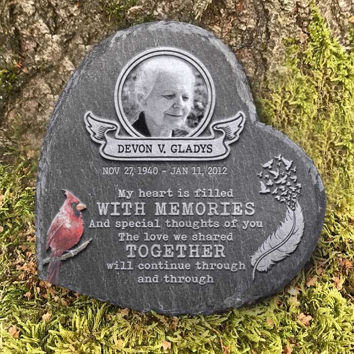 My Heart Is Filled With Memories - Personalized Memorial Stone, Human Grave Marker - Upload Image, Memorial Gift, Sympathy Gift