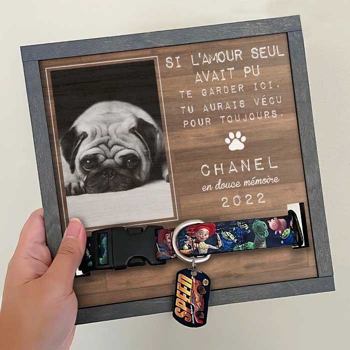 Les Meilleurs Amis Entrent Dans Nos Vies Et Laissent Leurs Empreintes Dans Nos Cœurs - Memorial Personalized Custom Pet Loss Sign, Collar Frame - Upload Image, Sympathy Gift, Gift For Pet Owners, Pet Lovers French