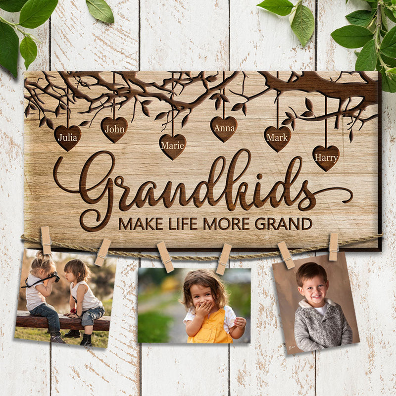 Grandkids Make Life More Grand - Personalized Display Photo Board
