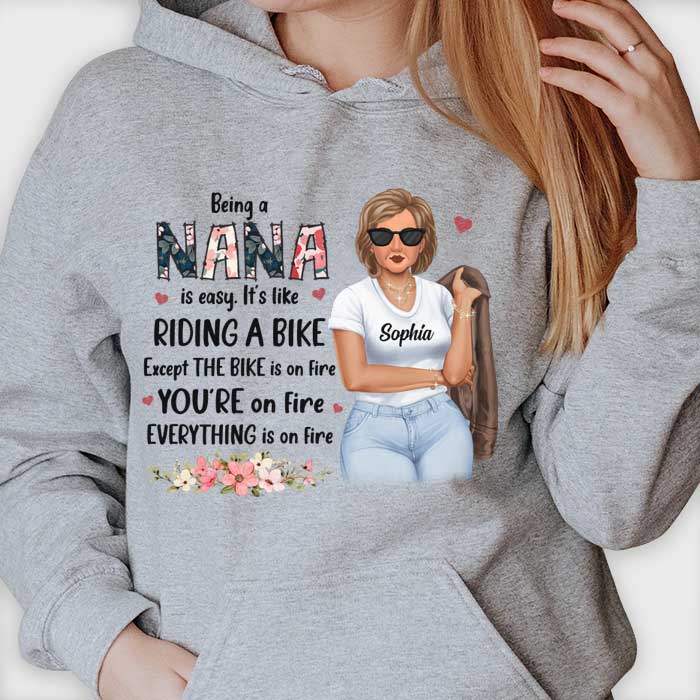 Being A Mom Is Easy, It's Like Riding A Bike - Gift For Mom, Grandma - Personalized Unisex T-shirt, Hoodie