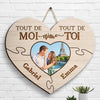 Tout De Moi Aime Tout De Toi - Upload Image, Gift For Couples, Husband Wife - Personalized Shaped Wood Sign French