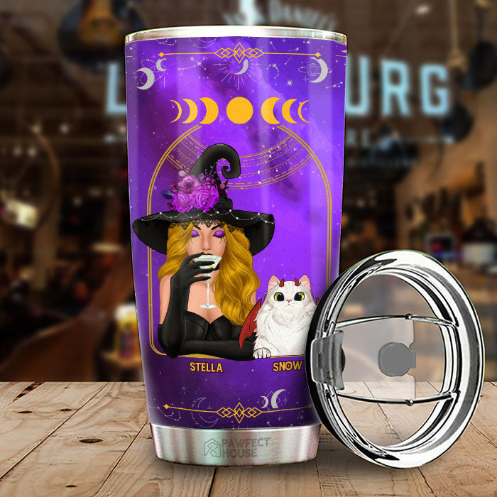 Crazy Cat Lady, The Soul Of A Witch, The Fire Of A Lioness - Personalized Tumbler - Gift For Yourself, Gift For Pet Lovers, Halloween Gift