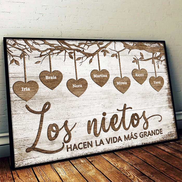 Los Nietos Hacen La Vida Más Grande - Personalized Horizontal Poster Spanish