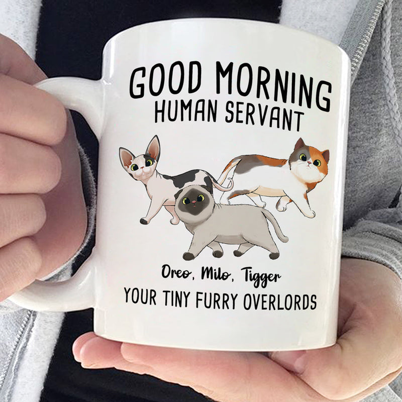 Good Morning Human Servant - Cat Personalized Custom Mug - Gift For Pet Owners, Pet Lovers