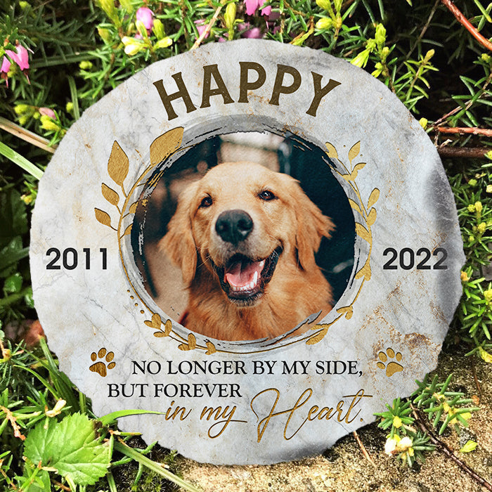 No Longer By Side But Forever In Heart - Personalized Memorial Stone, Pet Grave Marker - Upload Image, Memorial Gift, Sympathy Gift