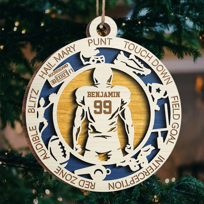 Sport Series American Football - Sports Personalized Custom Ornament - Wood Round Shaped - Christmas Gift For Sport Lovers, Sport Players