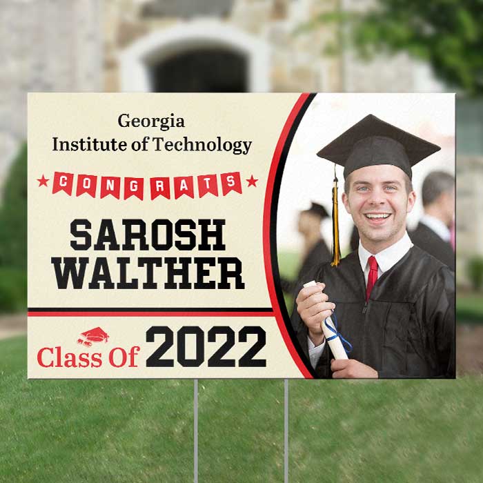 Congratulations On Graduating - Upload Image, Personalized Yard Sign