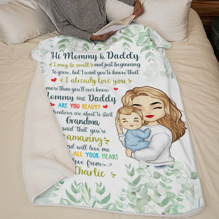 Our Adventures Are About To Start - Family Personalized Custom Baby Blanket - Baby Shower Gift, Gift For First Mom