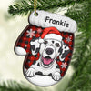 Happy Cats And Dogs On Christmas Day - Personalized Custom Glove Shaped Wood Christmas Ornament