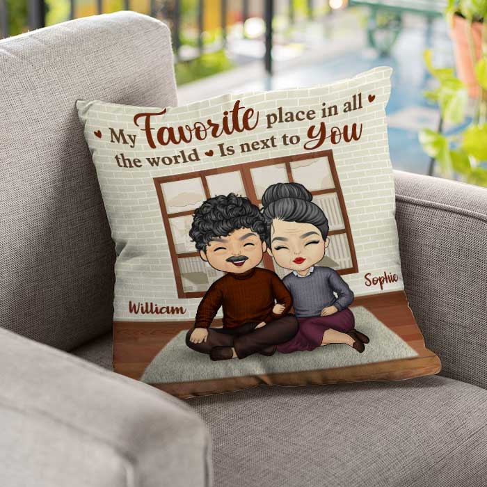 My Favorite Place In The World Is Next To You - Gift For Couples, Personalized Pillow (Insert Included)