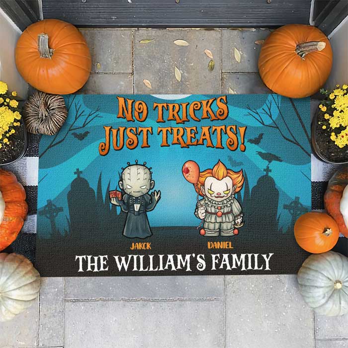 No Tricks Just Treats - Personalized Decorative Mat, Halloween Ideas.