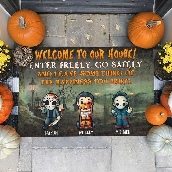Leave Something Of The Happiness You Bring - Personalized Decorative Mat, Halloween Ideas.