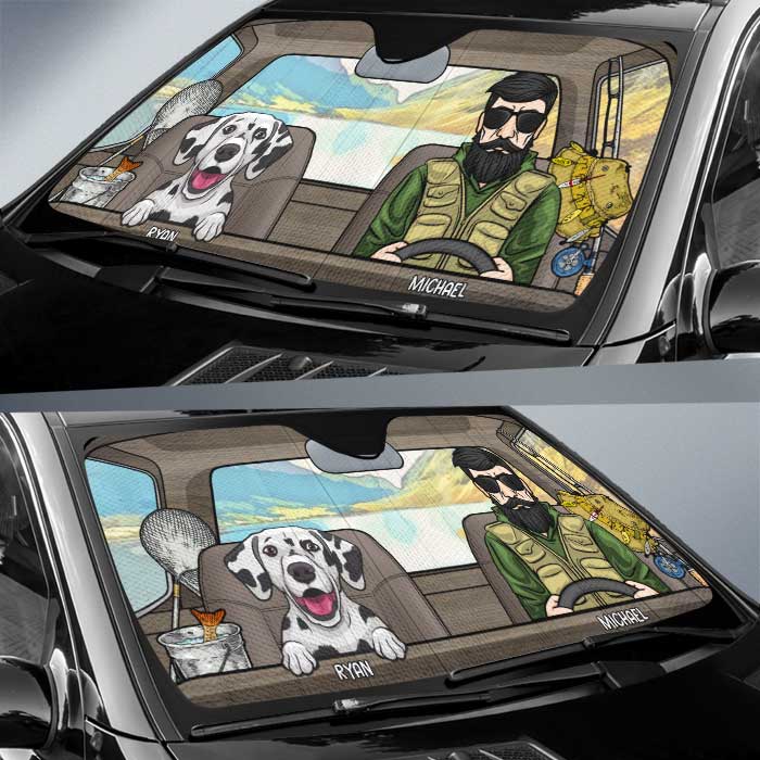 Man And His Dogs - Personalized Dog Auto Sun Shade