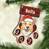 Happy Pawlidays - Christmas Dogs And Smiling Cats - Personalized Custom Paw Shaped Wood Christmas Ornament