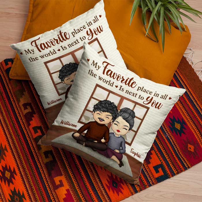 My Favorite Place In The World Is Next To You - Gift For Couples, Personalized Pillow (Insert Included)