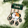 Happy Pawlidays - Christmas Dogs And Smiling Cats - Personalized Custom Paw Shaped Wood Christmas Ornament