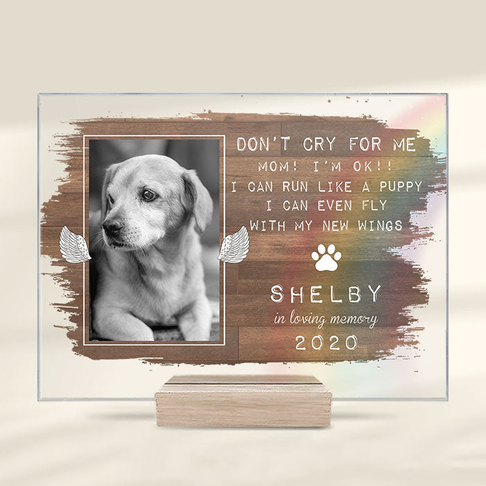 Don’t Cry For Me Mom I’m Ok, I Can Run Like A Puppy - Upload Image - Personalized Acrylic Plaque