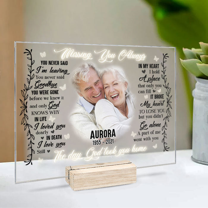 A Part Of Me Went With You The Day God Took You Home - Upload Image - Personalized Acrylic Plaque