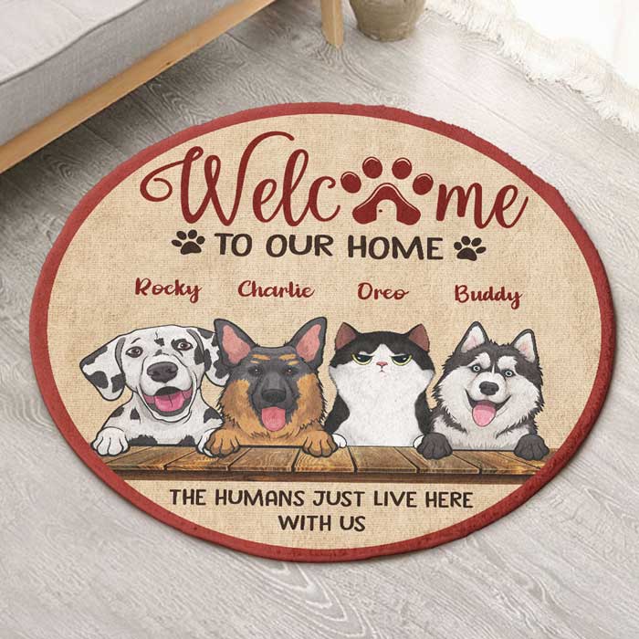 Welcome To Our Home - Gift For Pet Lovers, Personalized Decorative Round Rug