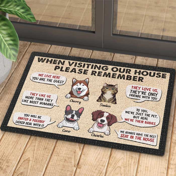 Remember These Rules When Visiting Our House - Personalized Decorative Mat