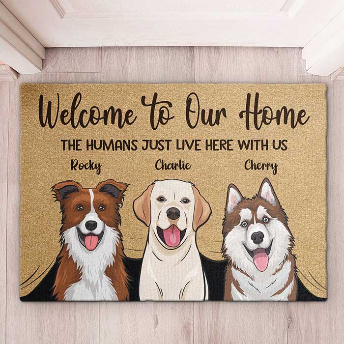 Welcome To Our Home - Gift For Dog Lovers, Personalized Decorative Mat