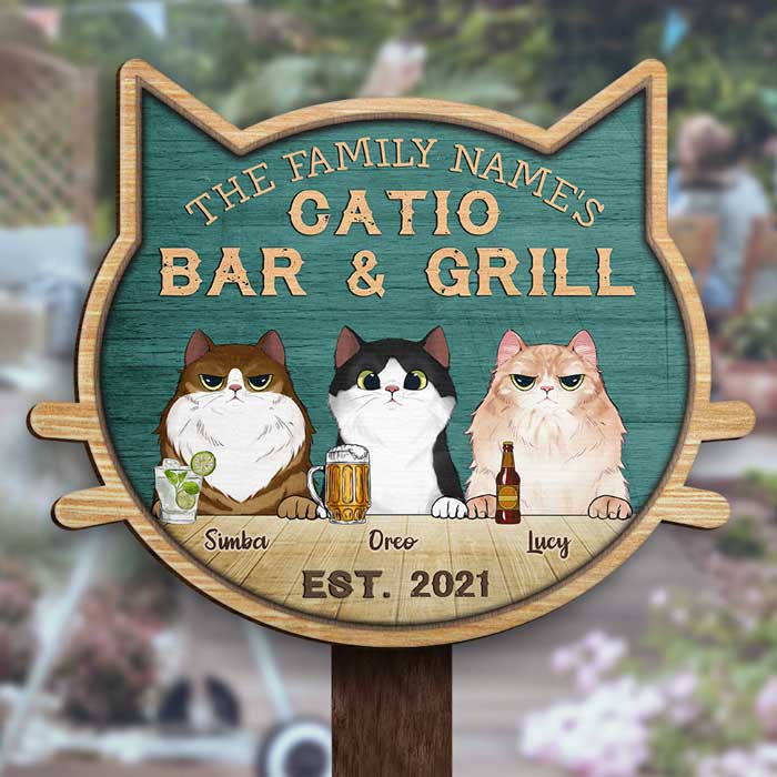 Welcome To The Catio - Gift For Cat Lovers, Personalized Shaped Wood Sign