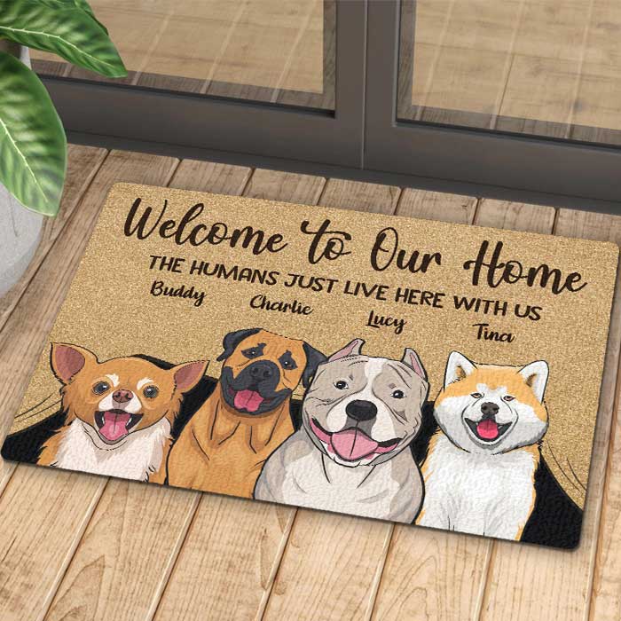 Welcome To Our Home - Gift For Dog Lovers, Personalized Decorative Mat