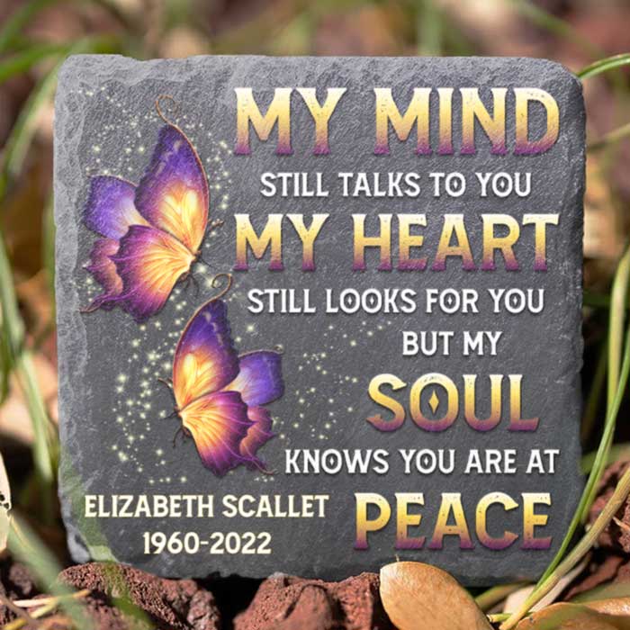 My Mind Still Talks To You - Personalized Memorial Stone, Human Grave Marker - Memorial Gift, Sympathy Gift