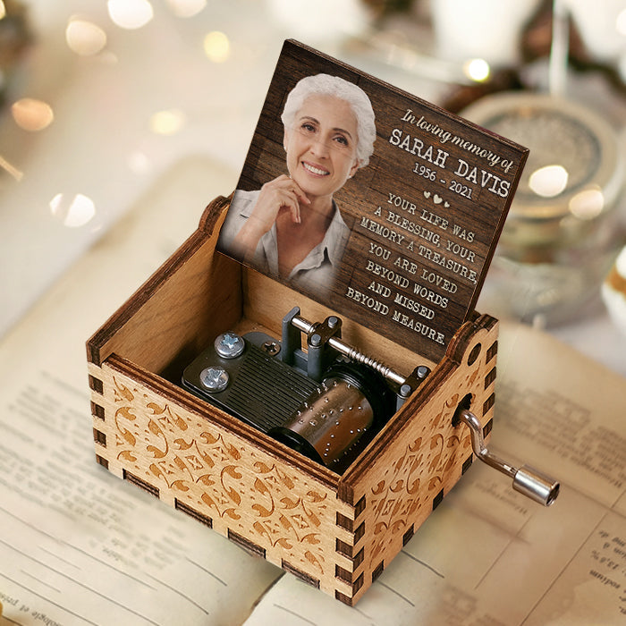 Your Life Was A Blessing - Personalized Music Box - Upload Image, Memorial Gift, Sympathy Gift