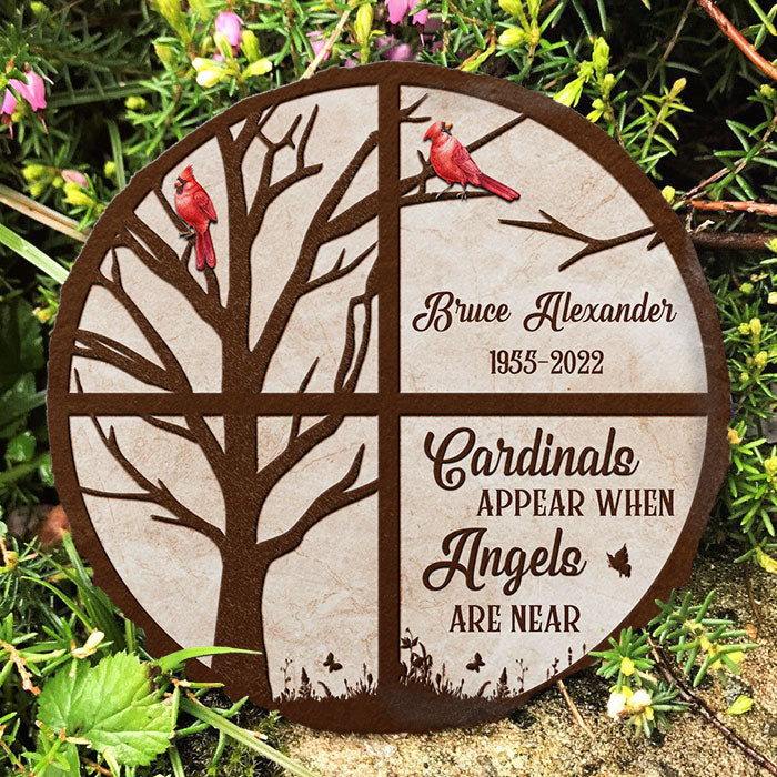 Cardinals Appear We Know Angels Are Near - Personalized Memorial Stone, Human Grave Marker - Memorial Gift, Sympathy Gift