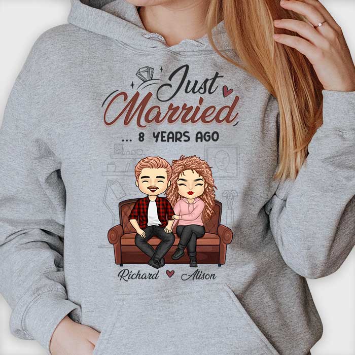 Just Married - Personalized Unisex T-shirt, Hoodie - Gift For Couples, Husband Wife