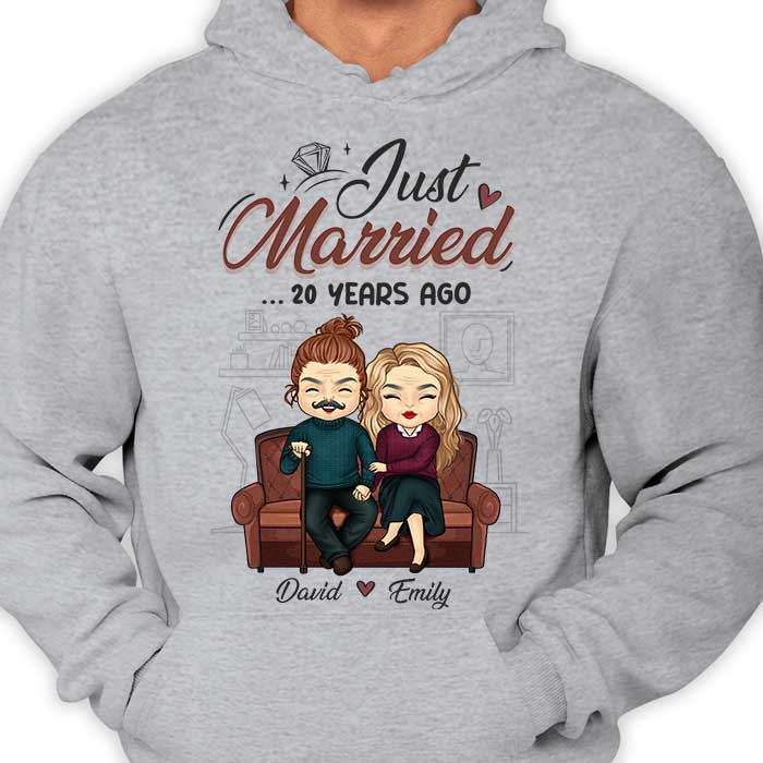 Just Married - Personalized Unisex T-shirt, Hoodie - Gift For Couples, Husband Wife