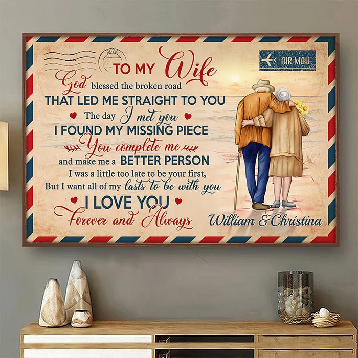 To My Wife I Love You Forever And Always - Gift For Couples, Personalized Horizontal Poster