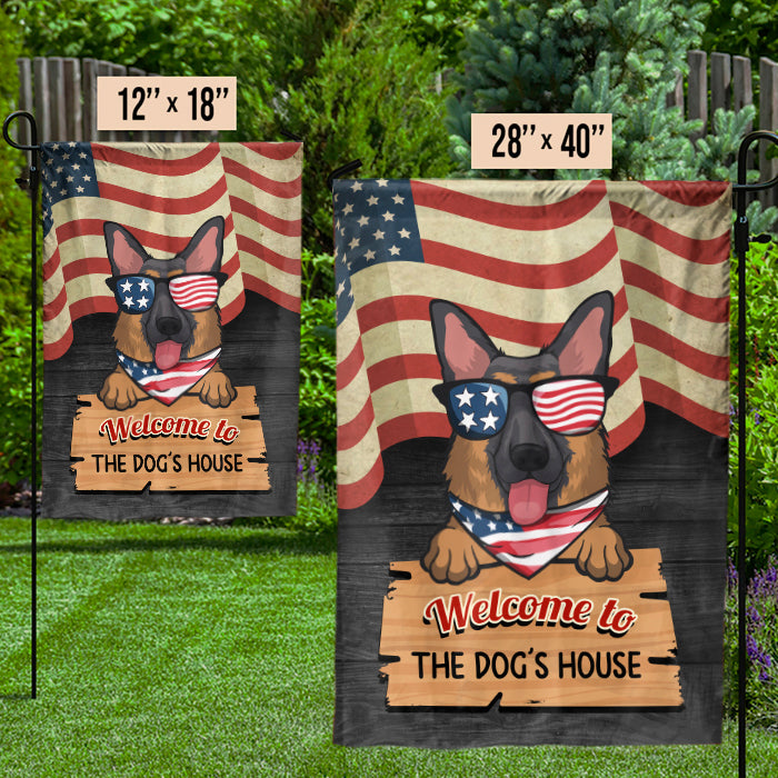 Welcome To The Dog's House - 4th Of July Decoration - Personalized Dog Flag
