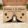Bienvenue À La Maison French - Funny Personalized Cat Decorative Mat