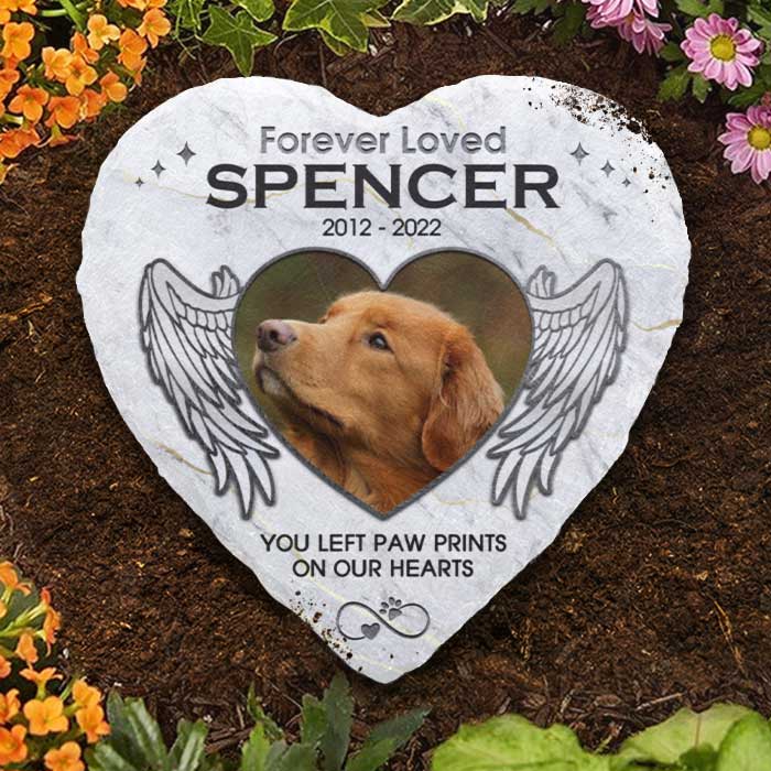 Paw Prints On Our Hearts - Personalized Memorial Stone, Pet Grave Marker - Upload Image, Memorial Gift, Sympathy Gift