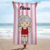 Family Chibi Summer Vacation - Personalized Beach Towel - Gift For Family
