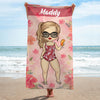 Chibi Summer Vibe Vacation - Personalized Beach Towel - Gift For Bestie