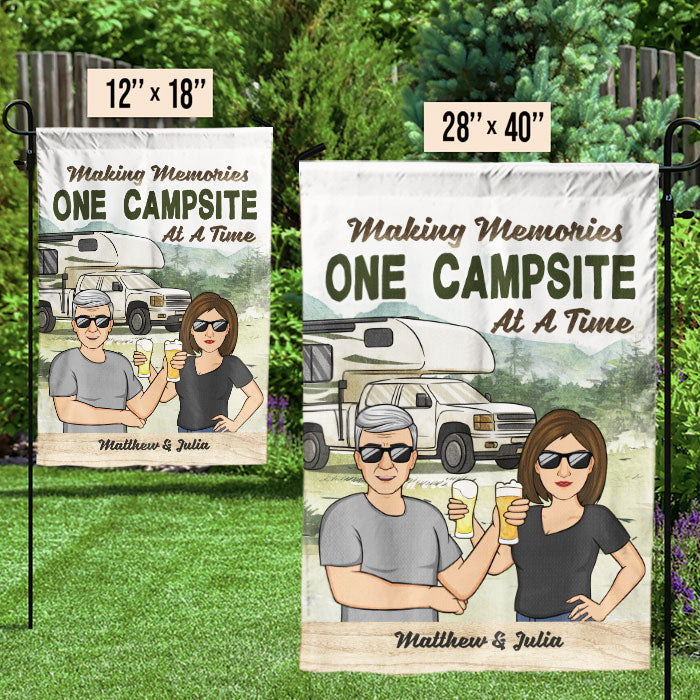 Making Memories One Campsite - Personalized Flag - Gift For Camping Lovers