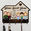 Home Sweet Home With Kids - Personalized Key Hanger, Key Holder - Gift For Couple, Husband Wife, Anniversary, Engagement, Wedding, Marriage Gift