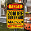 Keep Out Of Zombie Outbreak - Personalized Metal Sign, Halloween Ideas.