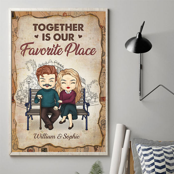 Together Is Our Favorite Place - Gift For Couples, Personalized Vertical Poster