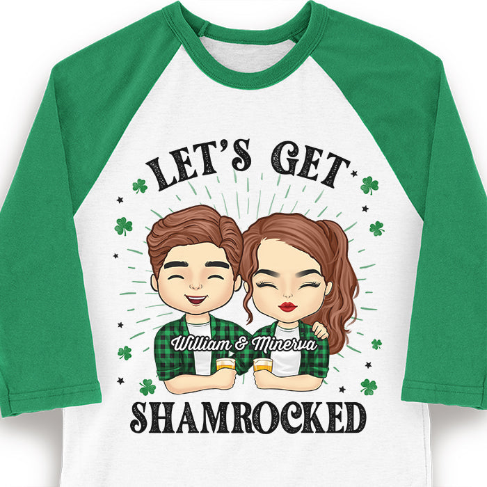 Let's Get Shamrocked - Gift For Couples, Husband Wife, Personalized St. Patrick's Day Unisex Raglan Shirt