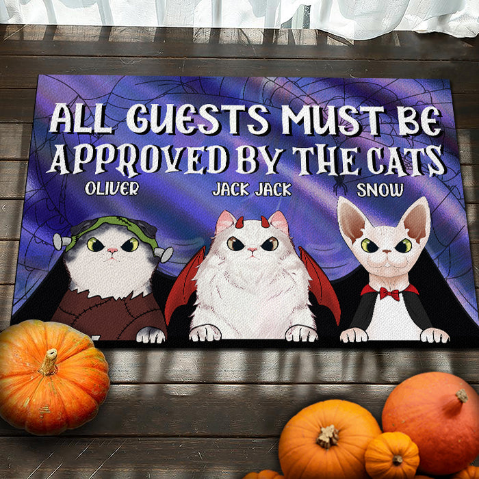 All Guests Must Be Approved By Our Cats - Cats Halloween - Personalized Decorative Mat