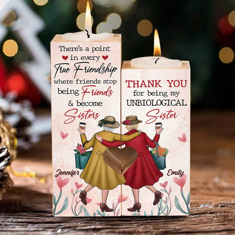 Thank You For Being My Unbiological Sister - Gift For Bestie - Personalized Candle Holder